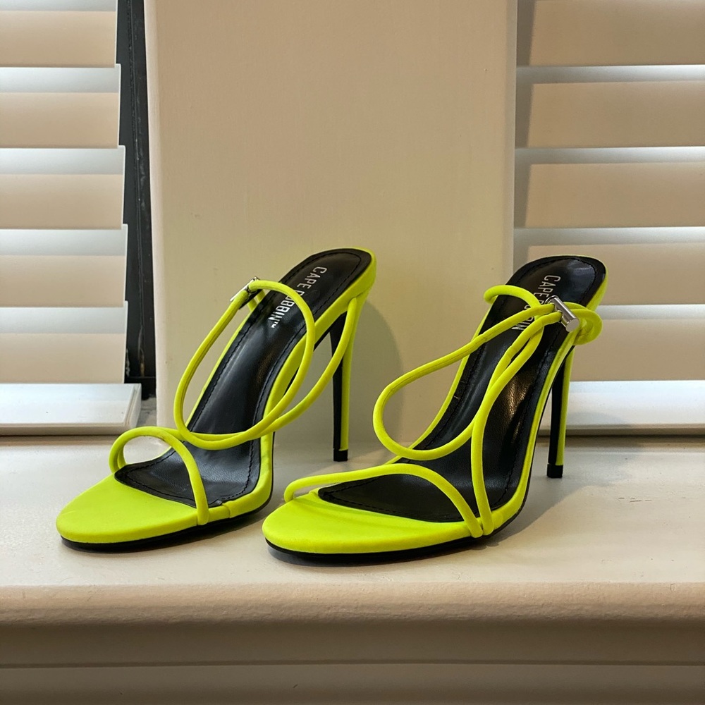 Strappy neon heels